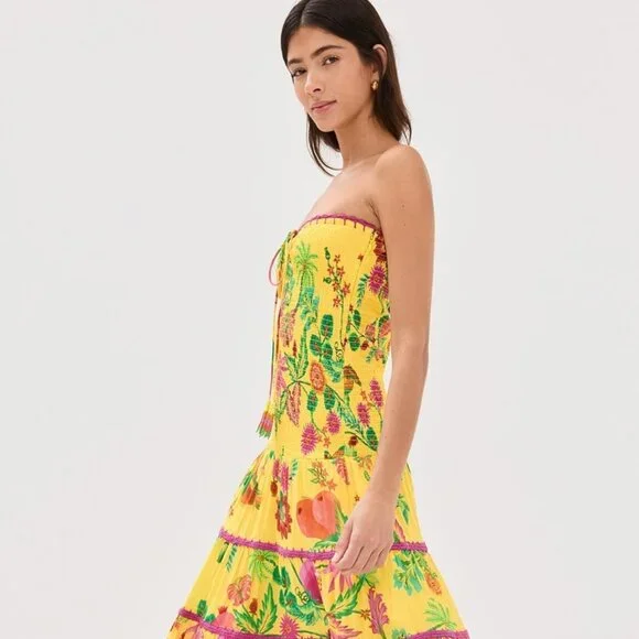 【FARM RIO】ブラジル発 Yellow Summer Garden マキシドレス Yellow Summer Garden Sleeveless Maxi Dress – FARM Rio